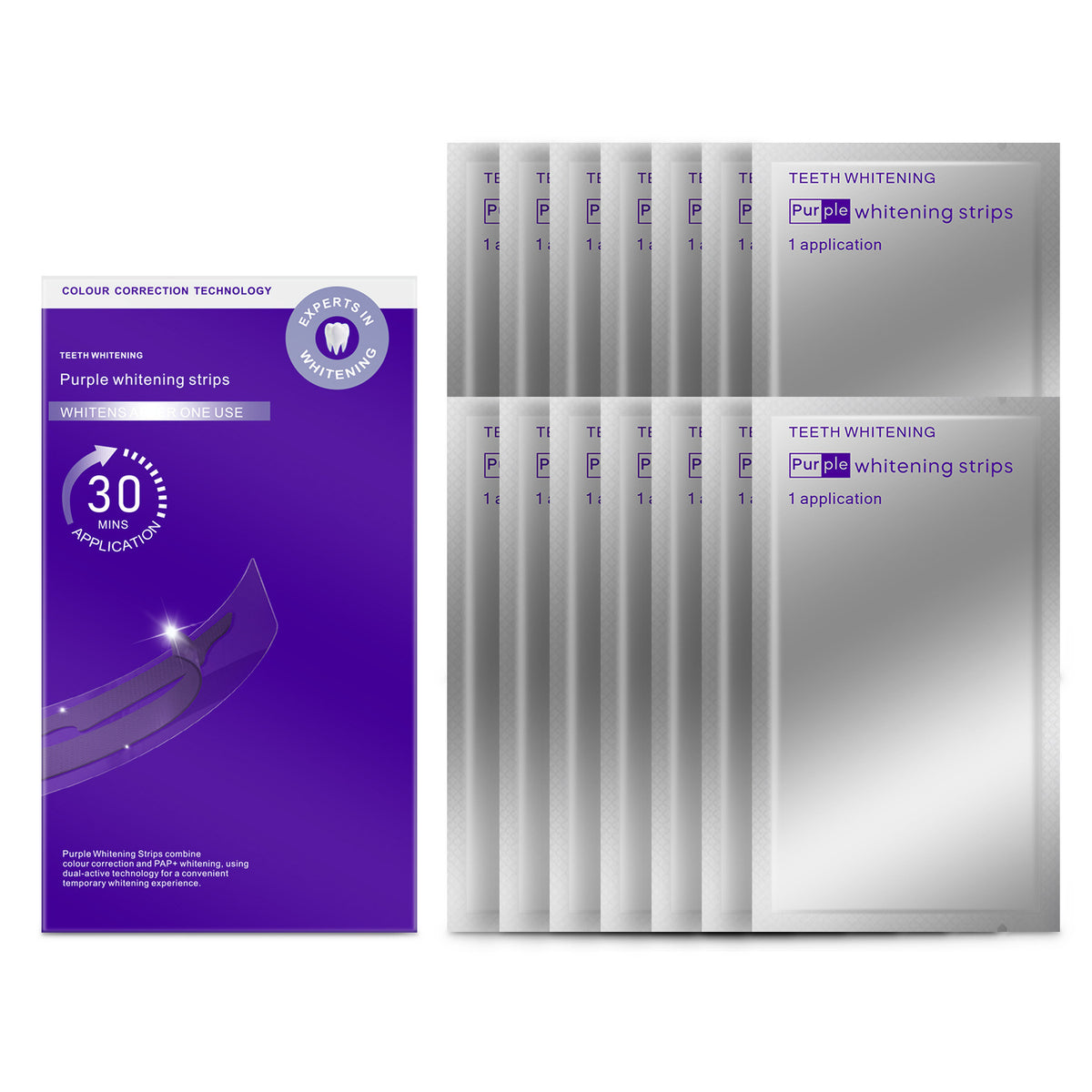 SmileKit Purple Teeth Whitening Strips 2.0, Brightening and Removing Yellow Stains