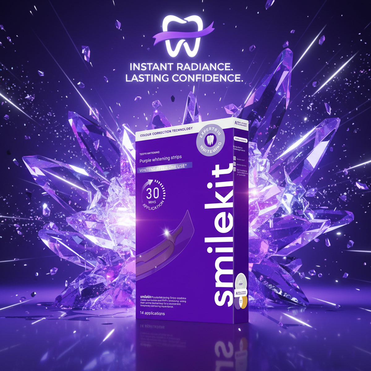 SmileKit Purple Teeth Whitening Strips 2.0, Brightening and Removing Yellow Stains