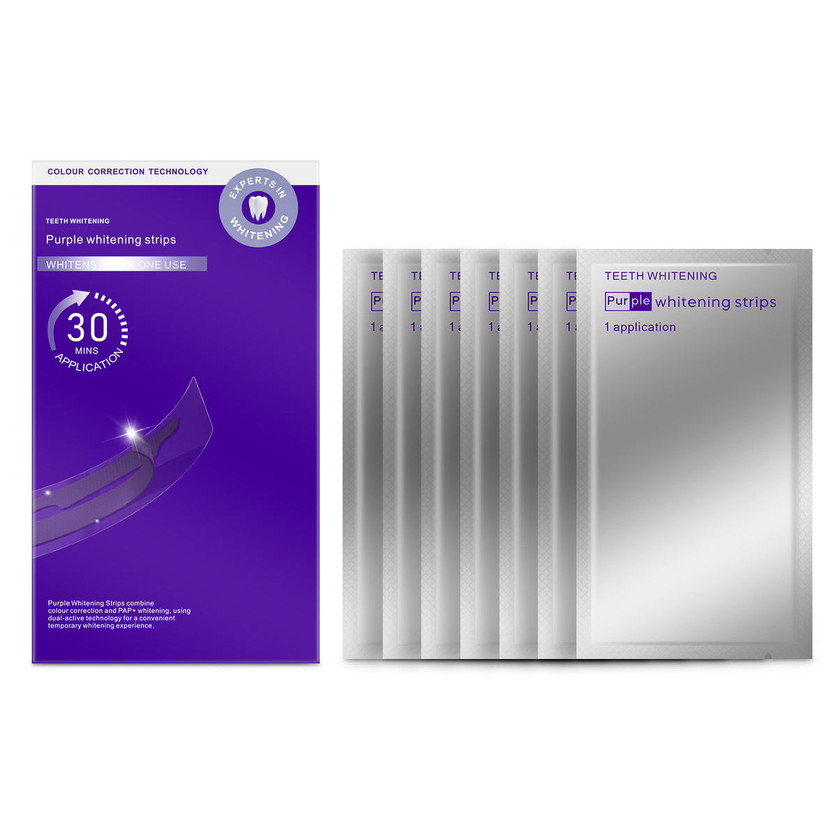 SmileKit Purple Teeth Whitening Strips 2.0, Brightening and Removing Yellow Stains