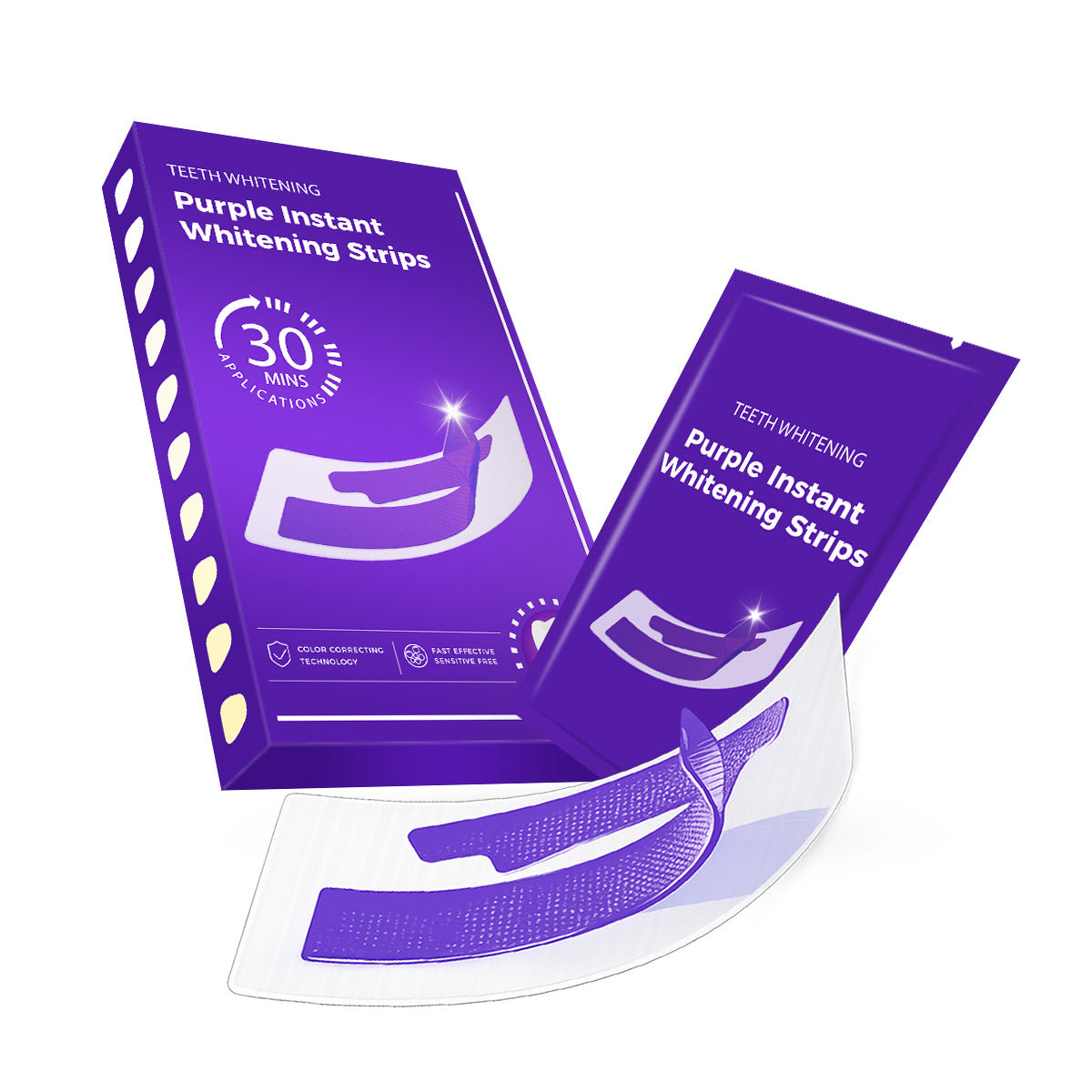 SmileKit Purple Teeth Whitening Strips 2.0, Brightening and Removing Yellow Stains