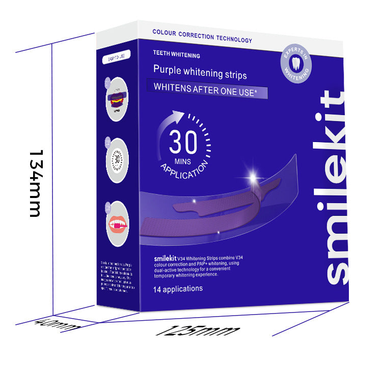SmileKit Purple Teeth Whitening Strips 2.0, Brightening and Removing Yellow Stains